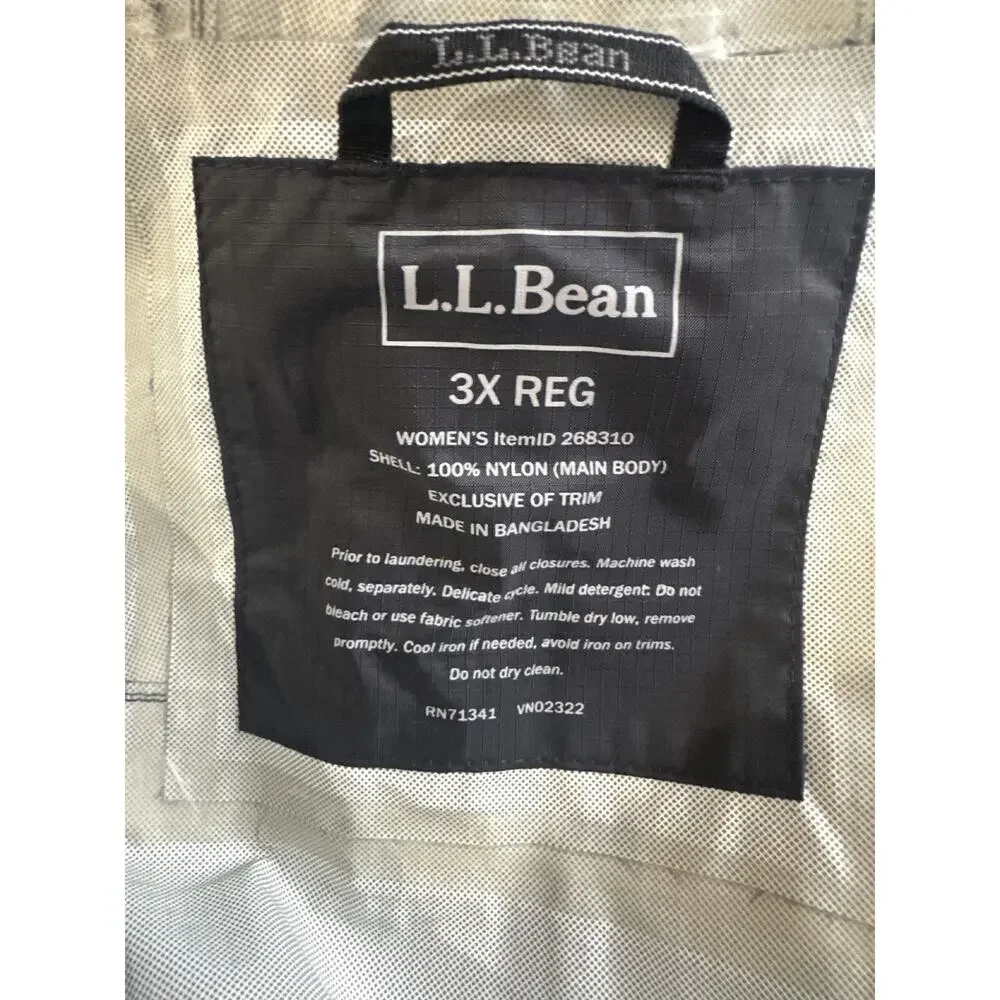 LL Bean Trail Model Rainwear Rain Jacket Ripstop Plus Size 3X Full Zip Hooded - Picture 8 of 13